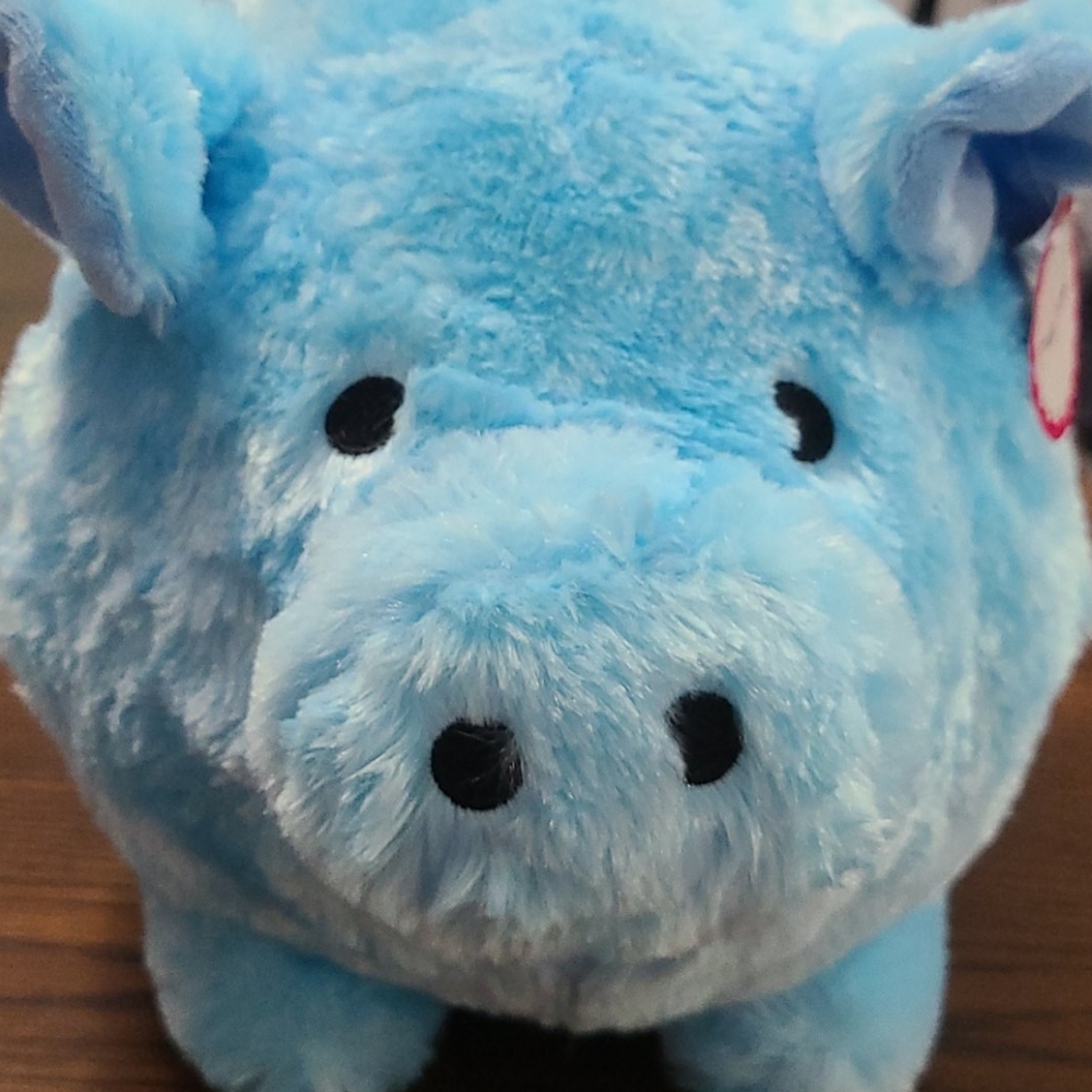 Light blue plush piggy bank